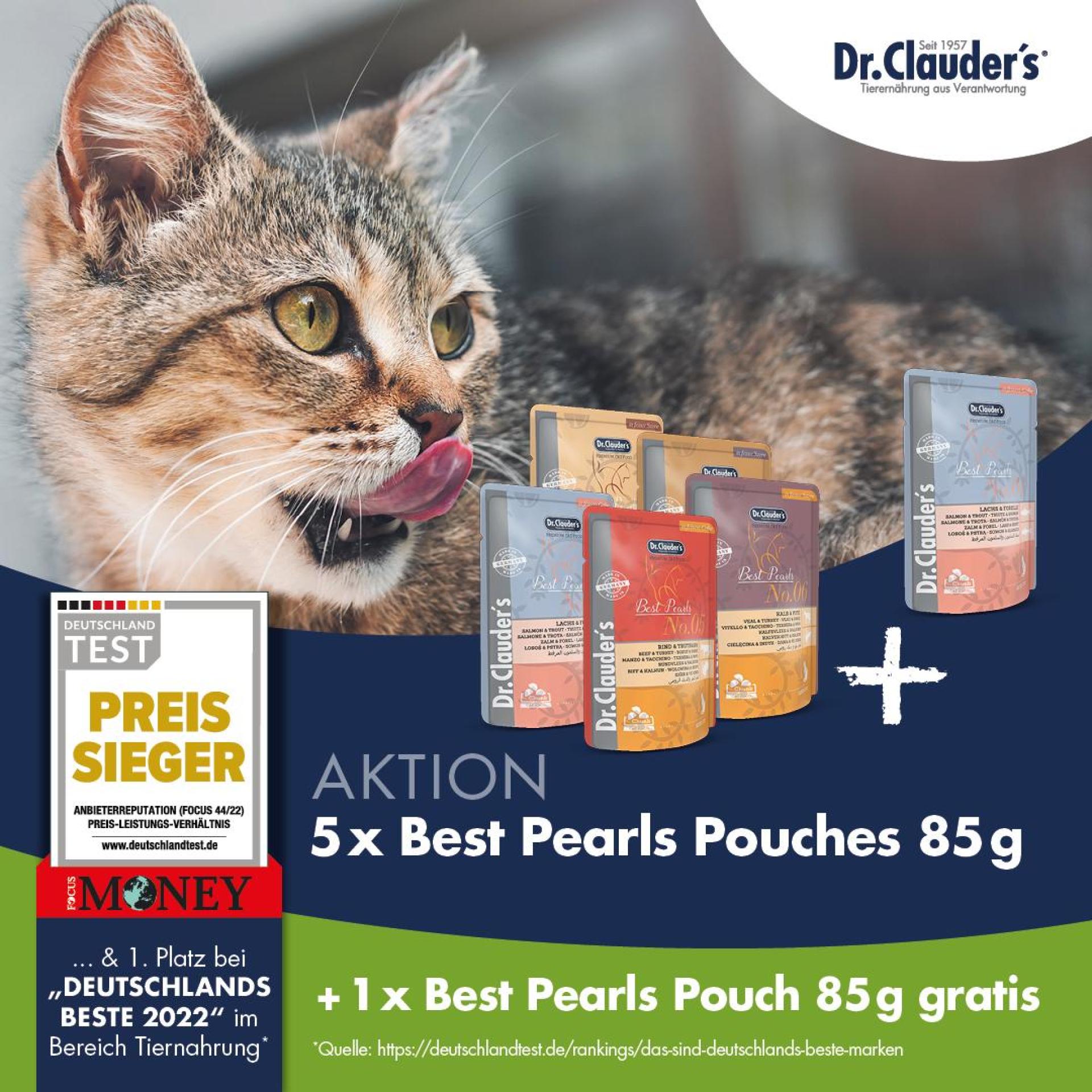 Aktion - 5x Dr.Clauder's Best Pearls Rind & Truthahn + 1x gratis